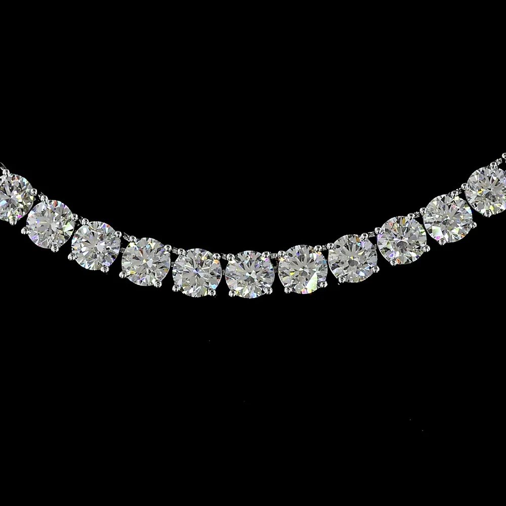 14K White Gold 19.99 Carat Tennis Necklace with 110 Round Brilliant Cut Lab Diamonds - E-F Color VS Clarity - Covaloro Fine Jewelry - Image 2