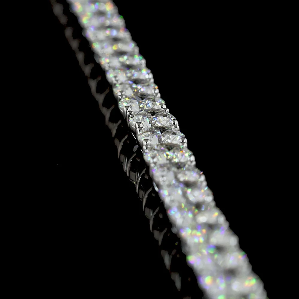 14K White Gold 19.99 Carat Tennis Necklace with 110 Round Brilliant Cut Lab Diamonds - E-F Color VS Clarity - Covaloro Fine Jewelry - Image 3