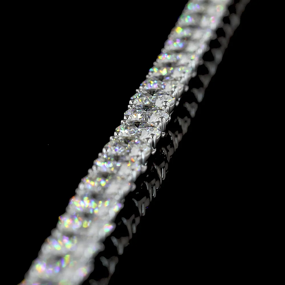 14K White Gold 19.99 Carat Tennis Necklace with 110 Round Brilliant Cut Lab Diamonds - E-F Color VS Clarity - Covaloro Fine Jewelry - Image 4