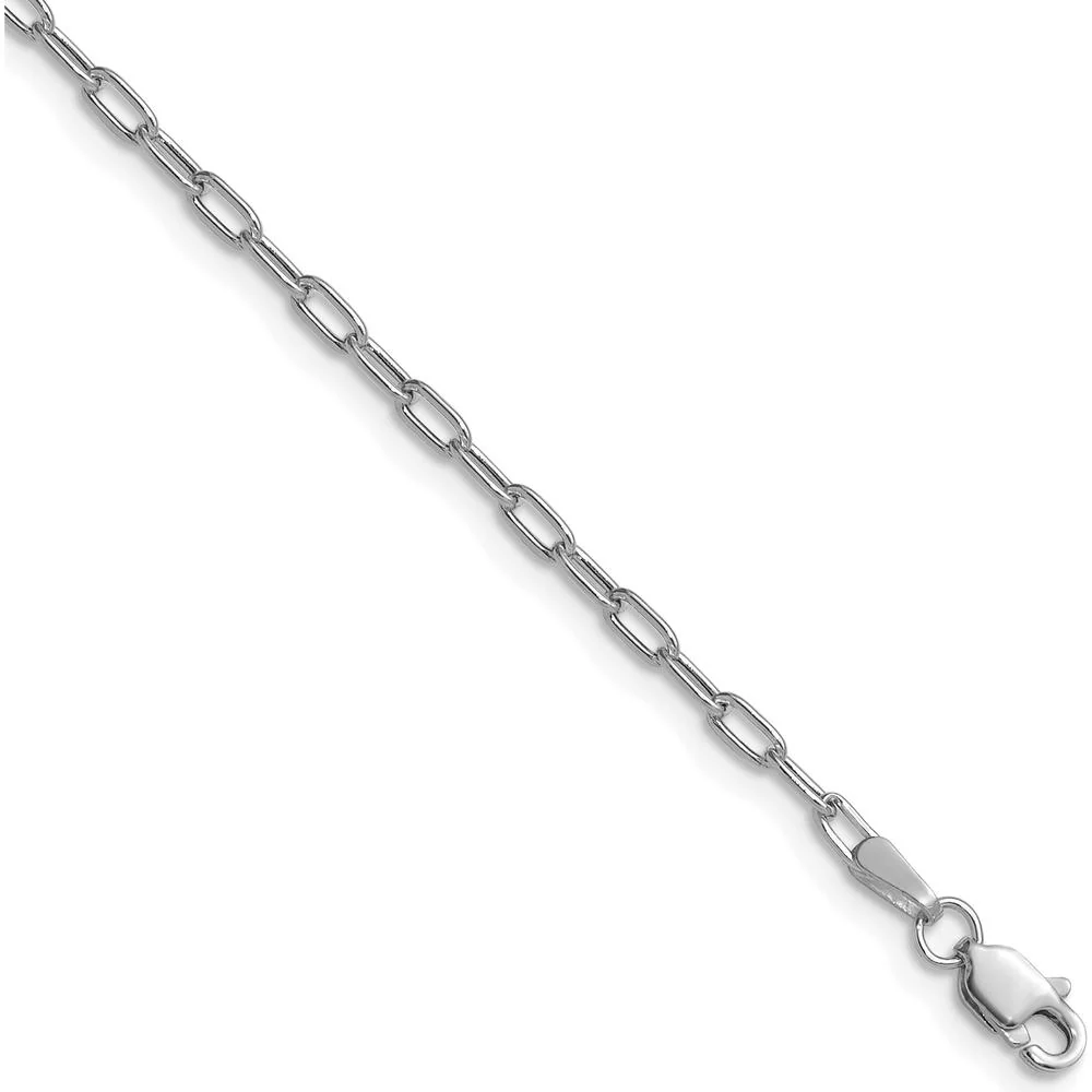 14K White Gold 2.2mm Semi-Solid Beveled Paperclip Chain Necklace - 16 inches by Oro Pregiato