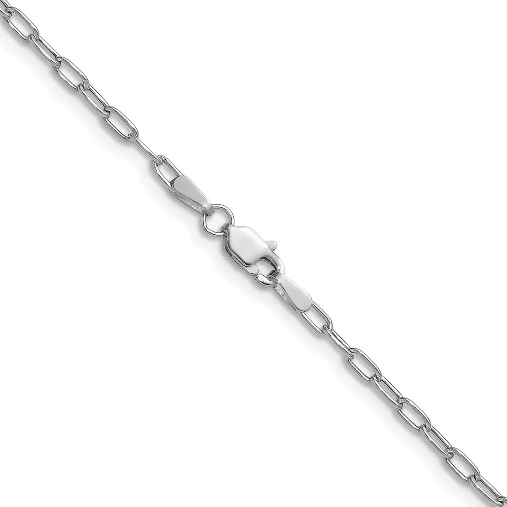 14K White Gold 2.2mm Semi-Solid Beveled Paperclip Chain Necklace - 16 inches by Oro Pregiato - Image 3