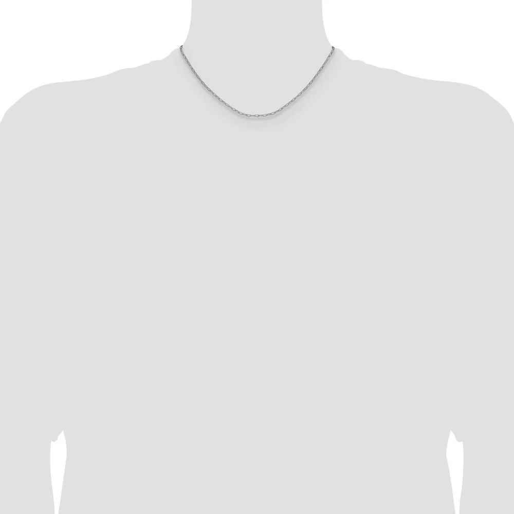 14K White Gold 2.2mm Semi-Solid Beveled Paperclip Chain Necklace - 16 inches by Oro Pregiato - Image 4
