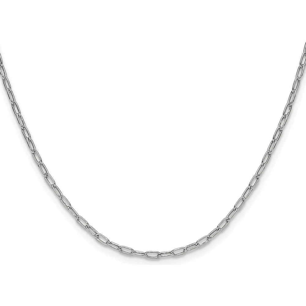 14K White Gold 2.2mm Semi-Solid Beveled Paperclip Chain Necklace - Polished Finish with Lobster Clasp - 20 in by Oro Pregiato - Image 2