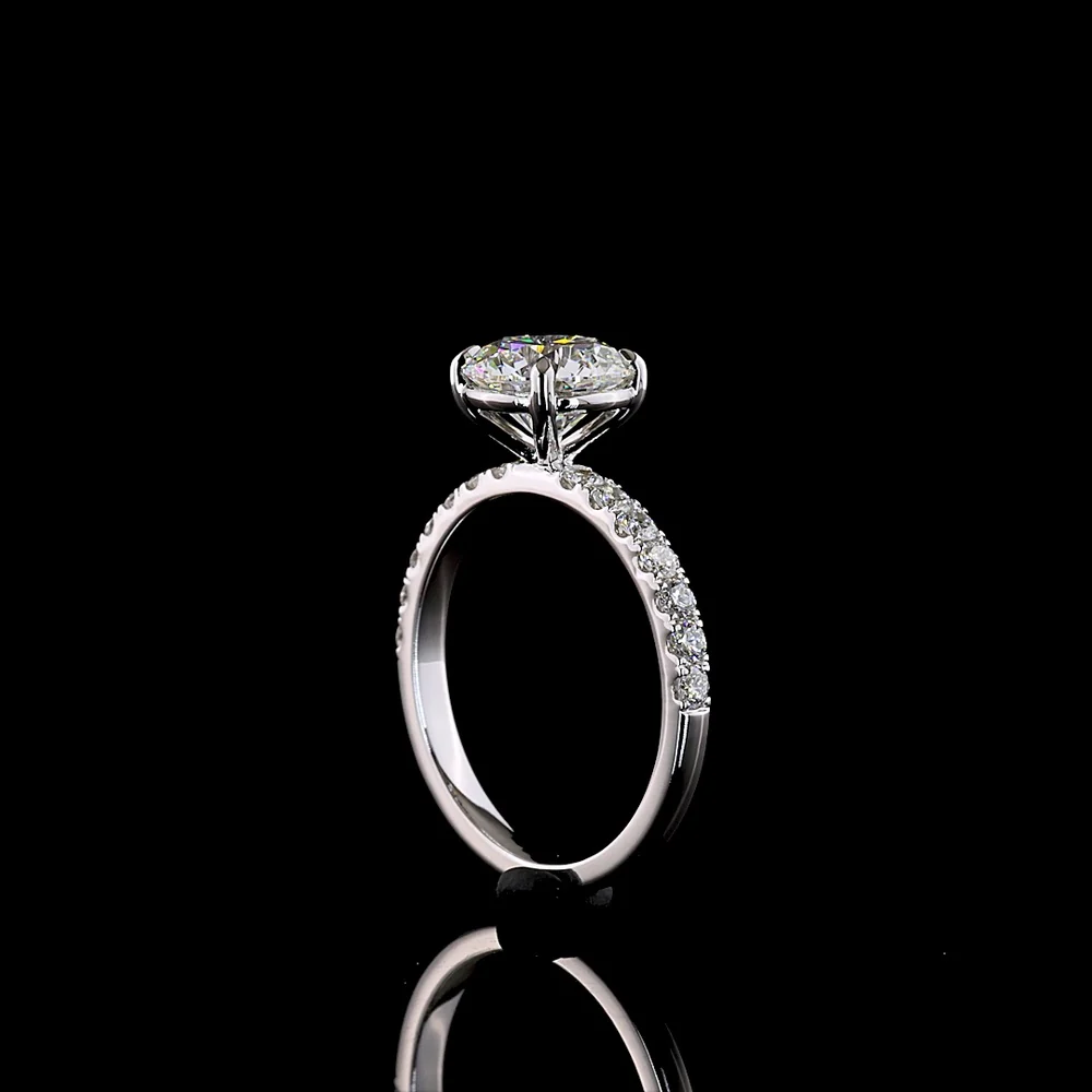 14K White Gold 2.46 Carat Round Brilliant Lab Grown Diamond Solitaire Shank Ring - D VVS2 IGI Certified - Covaloro Fine Jewelry - Image 3