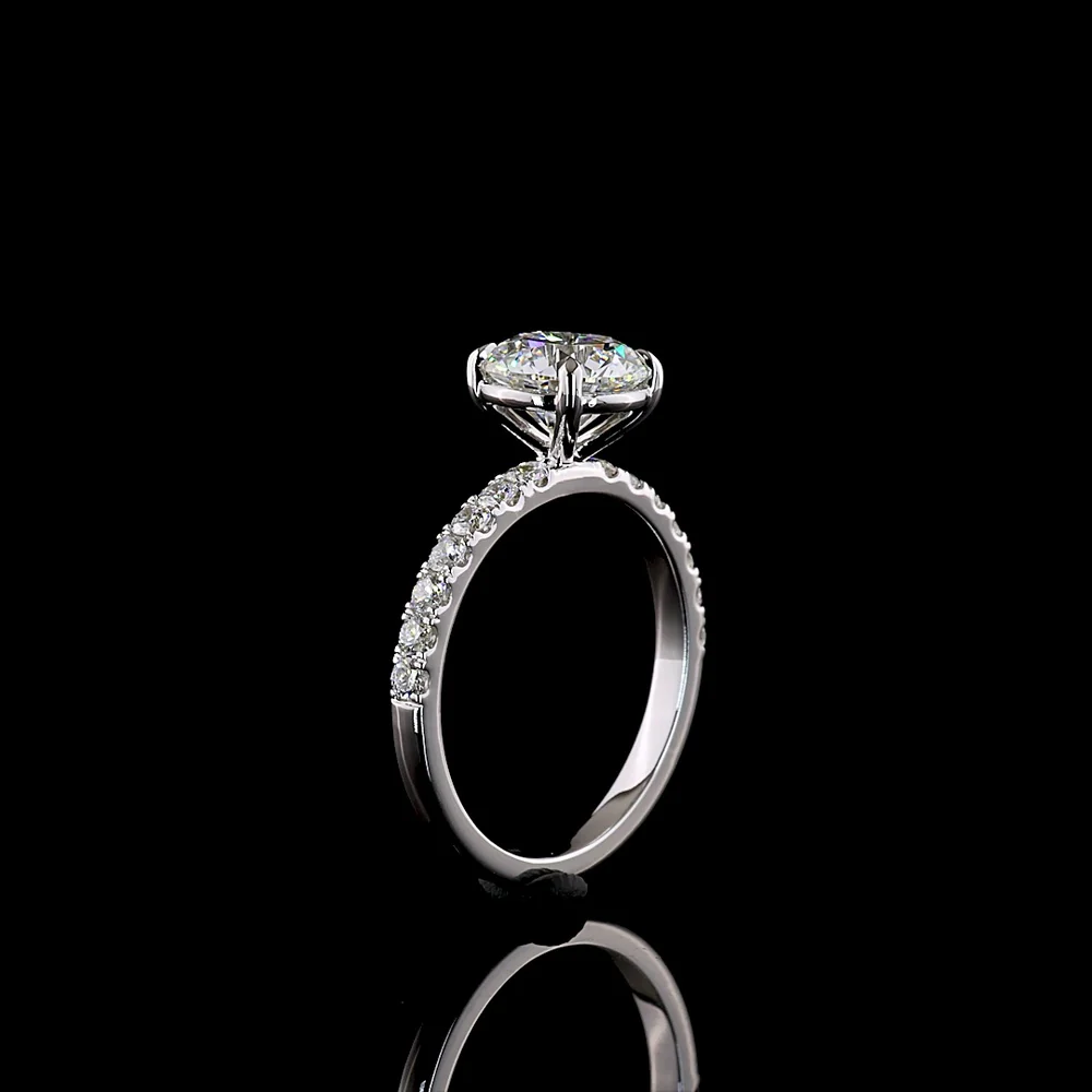 14K White Gold 2.46 Carat Round Brilliant Lab Grown Diamond Solitaire Shank Ring - D VVS2 IGI Certified - Covaloro Fine Jewelry - Image 4