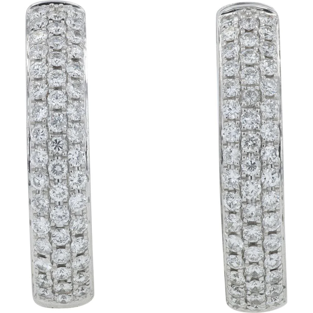 14K White Gold 2.49 Carat Diamond Inside - Out Hoop Earrings - Total Diamond Weight 2.49 Carat - Image 3