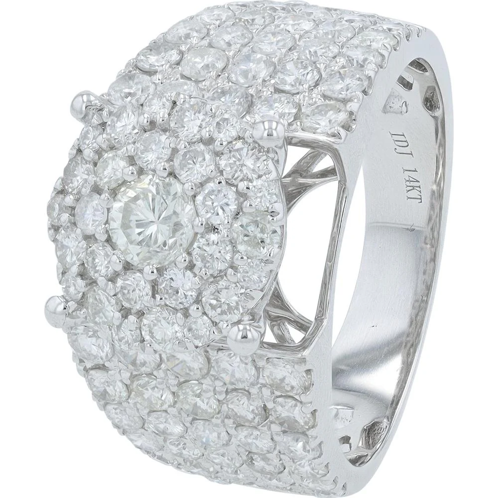 14K White Gold 2.55 Carat Diamond Engagement Ring with 0.25 Carat Center Diamond - Halo Pavé Design