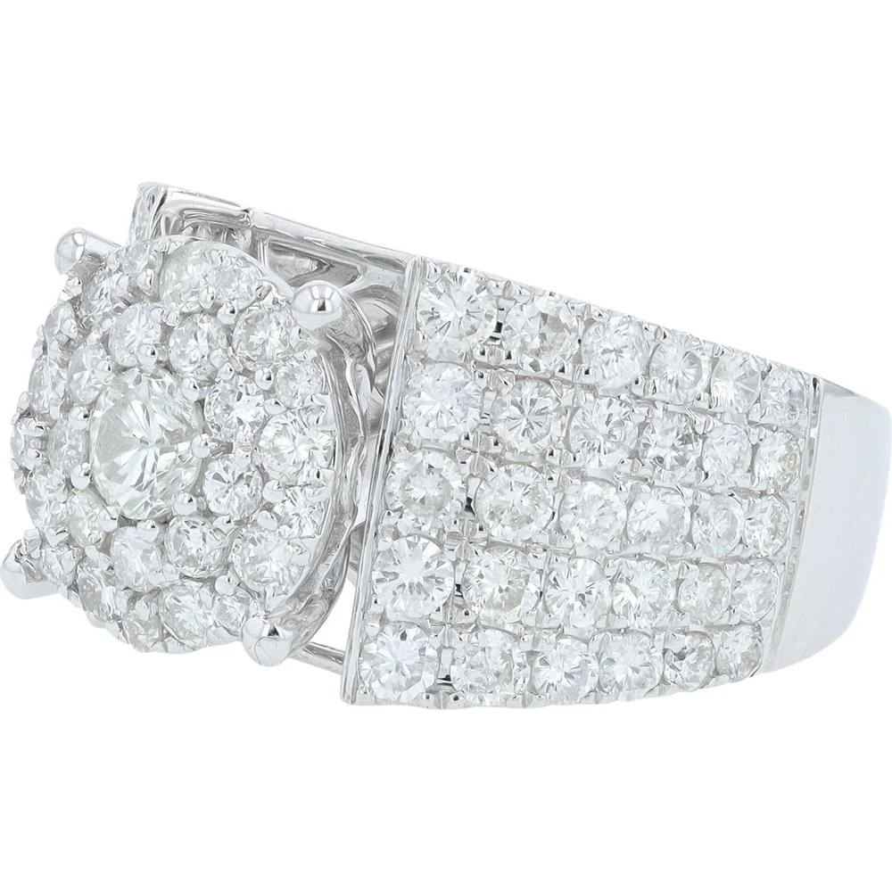14K White Gold 2.55 Carat Diamond Engagement Ring with 0.25 Carat Center Diamond - Halo Pavé Design - Image 2