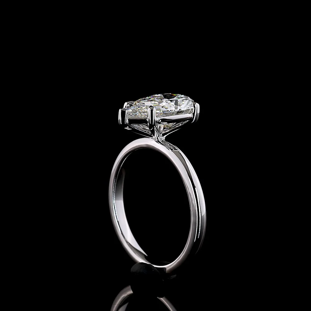 14K White Gold 2.63 Carat Pear Shaped Lab Diamond Solitaire Ring - E VVS2 Clarity with IGI Certification - Covaloro Fine Jewelry - Image 3