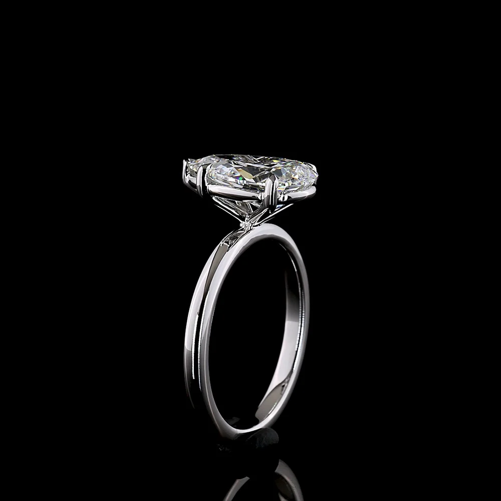 14K White Gold 2.63 Carat Pear Shaped Lab Diamond Solitaire Ring - E VVS2 Clarity with IGI Certification - Covaloro Fine Jewelry - Image 4