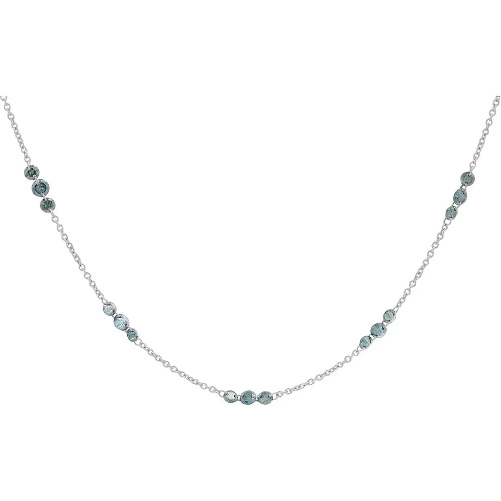 14K White Gold 2.77 Carat Blue Diamond Station Necklace
