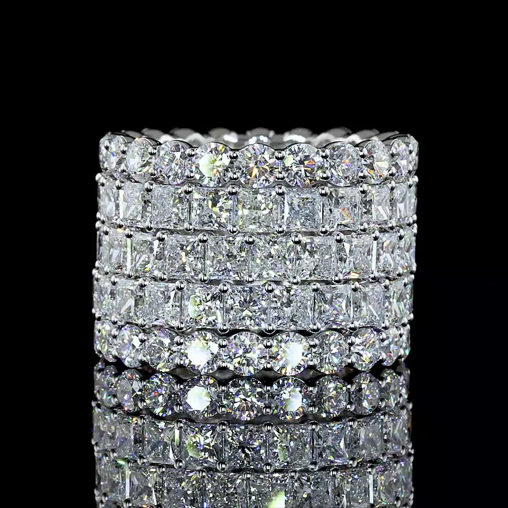 14K White Gold 2.89 Carat Princess Cut Lab Diamond Eternity Band with Prong Setting - 22 Stones, E-F Color, VS1 Clarity - Covaloro Fine Jewelry