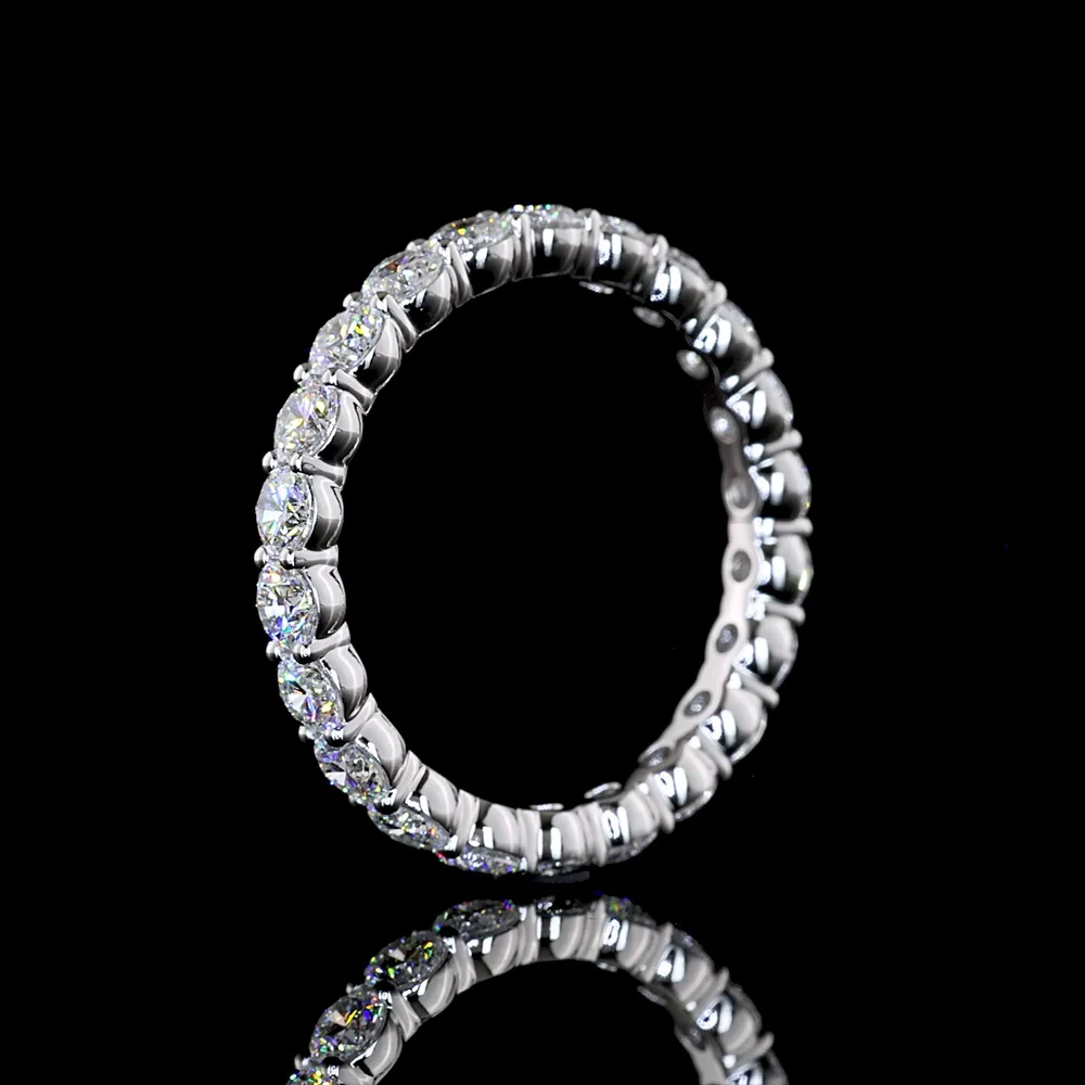 14K White Gold 2.89 Carat Princess Cut Lab Diamond Eternity Band with Prong Setting - 22 Stones, E-F Color, VS1 Clarity - Covaloro Fine Jewelry - Image 4