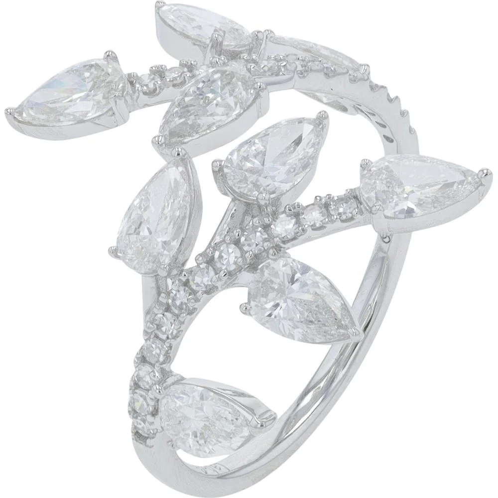 14K White Gold 2 Carat Lab Grown Diamond Bypass Ring - 2.00 Carat Total Diamond Weight