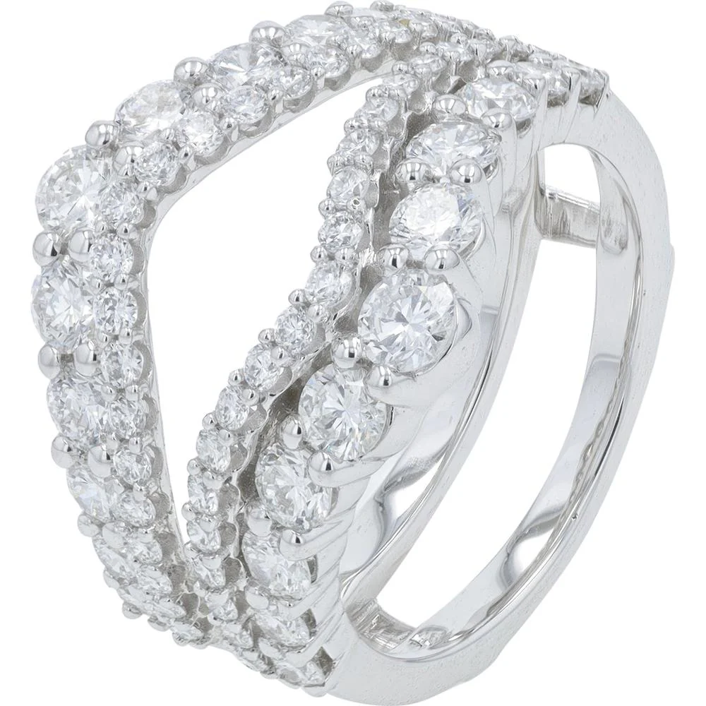 14K White Gold 2 Carat Total Weight Lab Grown Diamond Ring Guard