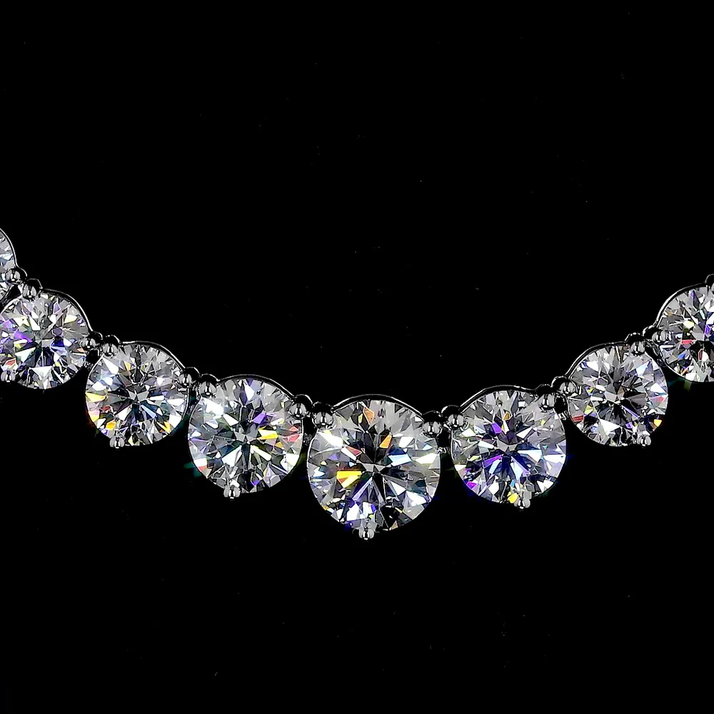 14K White Gold 20.41 Carats Graduated Riviera Necklace with Prong-Set Round Lab Diamonds including 1.57 Carats Center Stone - Covaloro Fine Jewelry - Image 2
