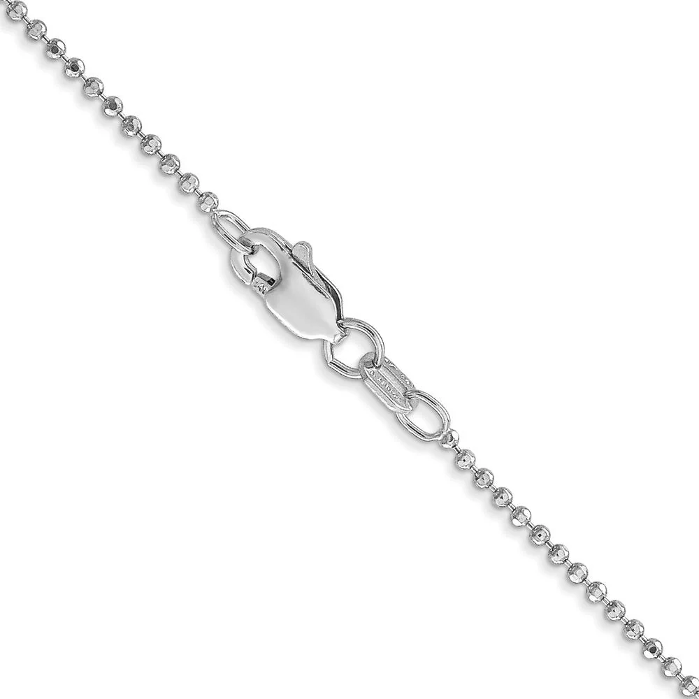 14K White Gold 20" Diamond-Cut Beaded Ball Chain with Lobster Clasp by Oro Pregiato - Image 3