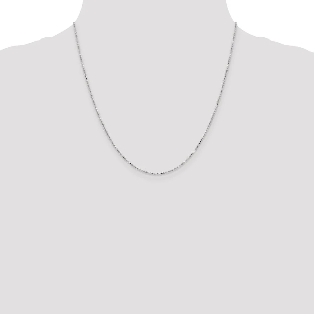 14K White Gold 20" Diamond-Cut Beaded Ball Chain with Lobster Clasp by Oro Pregiato - Image 4
