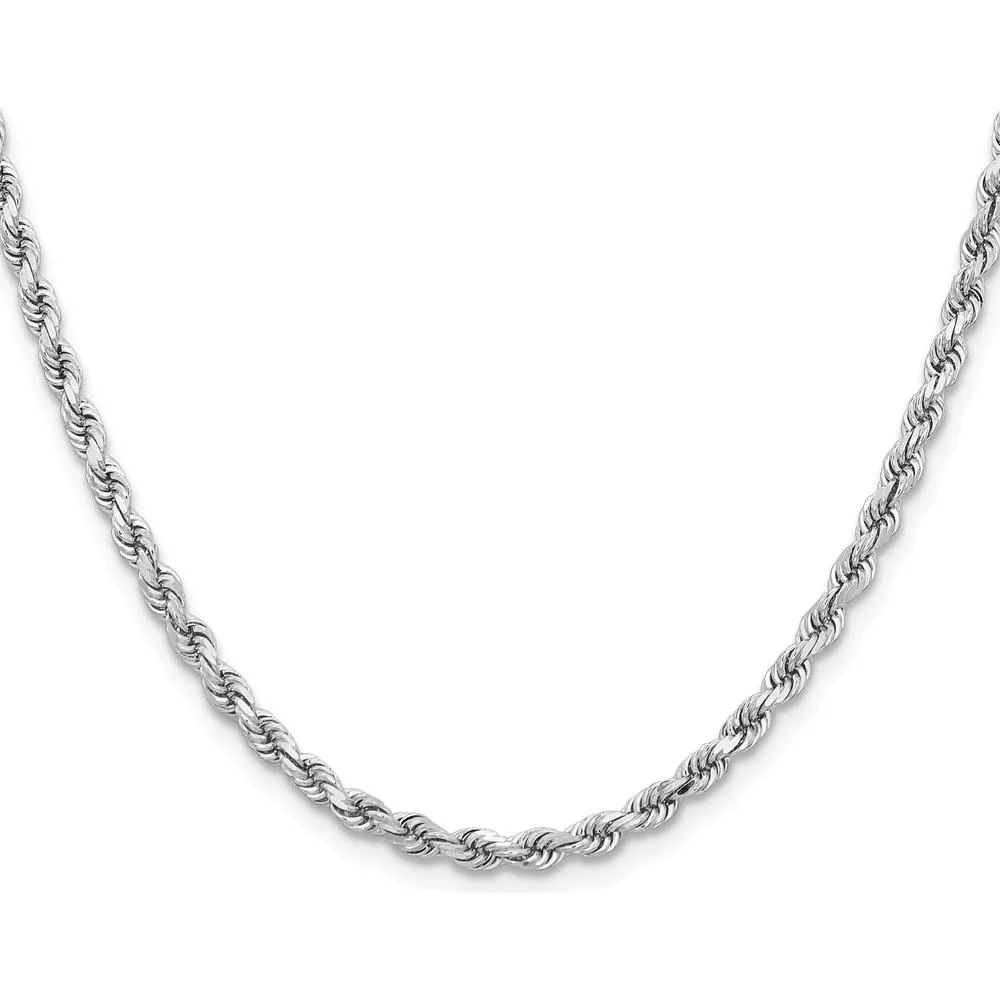 14K White Gold 20" Diamond-Cut Rope Chain Necklace - 3.75mm Width by Oro Pregiato - Image 2