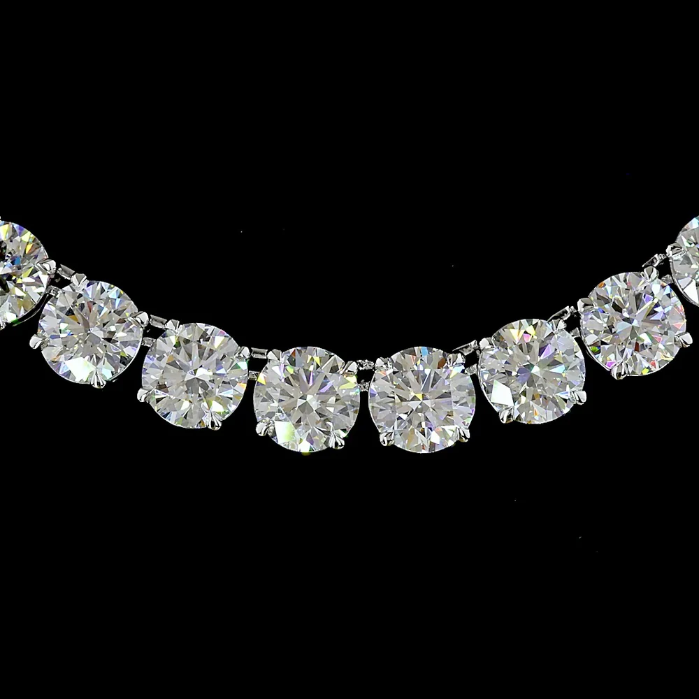 14K White Gold 20-Inch Tennis Necklace with Prong Set Round Lab-Grown Diamonds (E-F VS) - 52.25 Carat Total Diamond Weight - Covaloro Fine Jewelry - Image 2