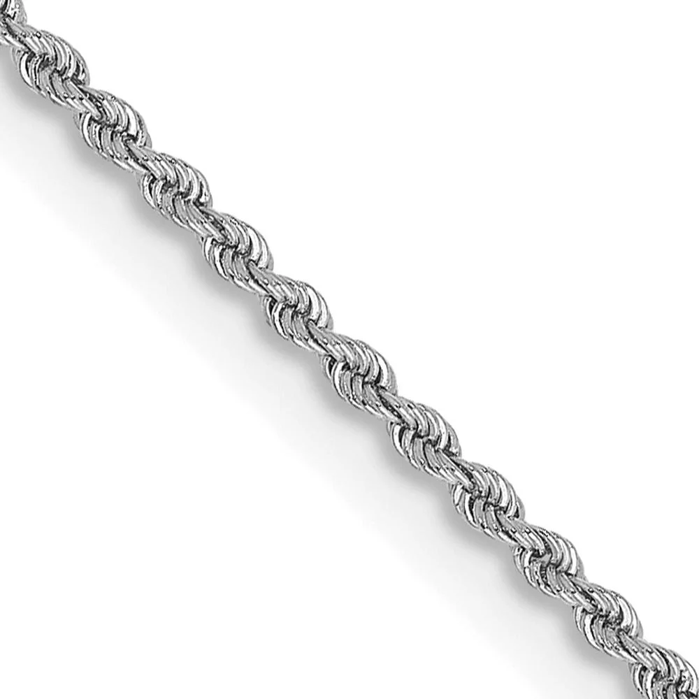 14K White Gold 20" Regular Rope Chain Necklace with Lobster Clasp - 2mm Width by Oro Pregiato