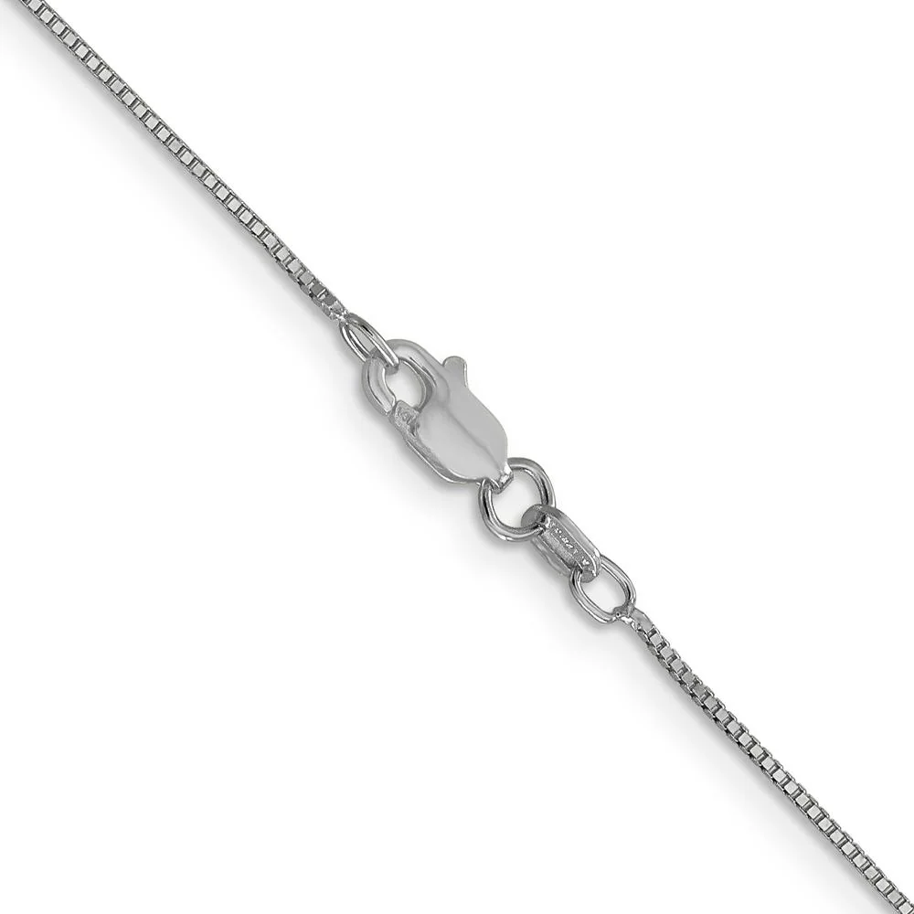 14K White Gold 24" Box Chain Necklace with Lobster Clasp - Rhodium Plated Finish by Oro Pregiato - Image 3