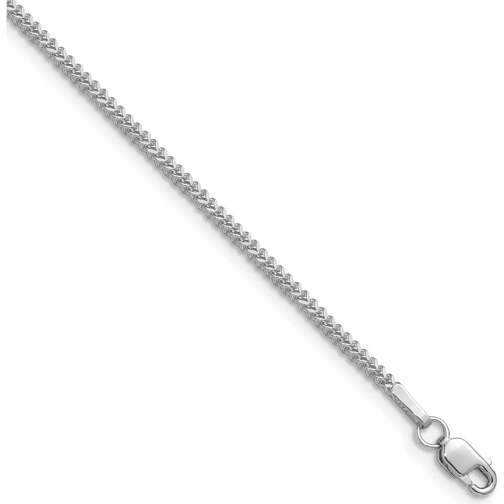 14K White Gold 24" Franco Chain Necklace with Polished Finish and Lobster Clasp by Oro Pregiato