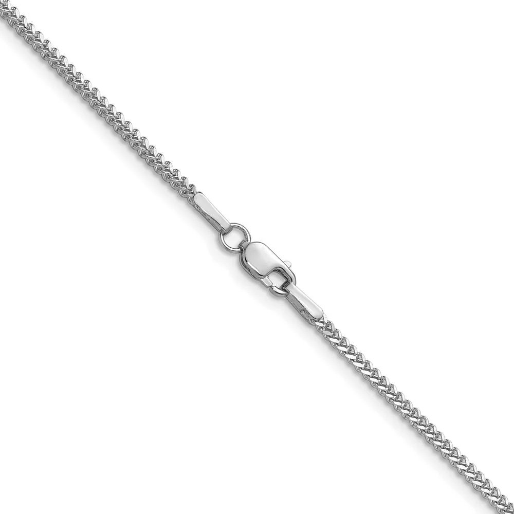 14K White Gold 24" Franco Chain Necklace with Polished Finish and Lobster Clasp by Oro Pregiato - Image 3
