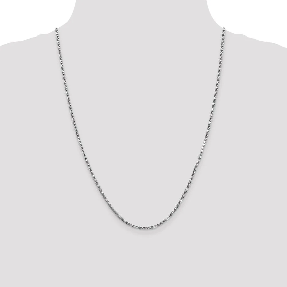 14K White Gold 24" Franco Chain Necklace with Polished Finish and Lobster Clasp by Oro Pregiato - Image 4