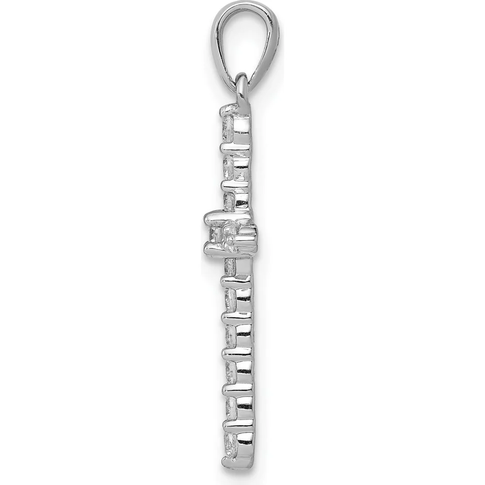 14K White Gold 24mm Diamond Cross Pendant with Prong Set Round Diamonds - 0.25 Carat Total Diamond Weight by Monteluci Fine Jewelry - Image 2