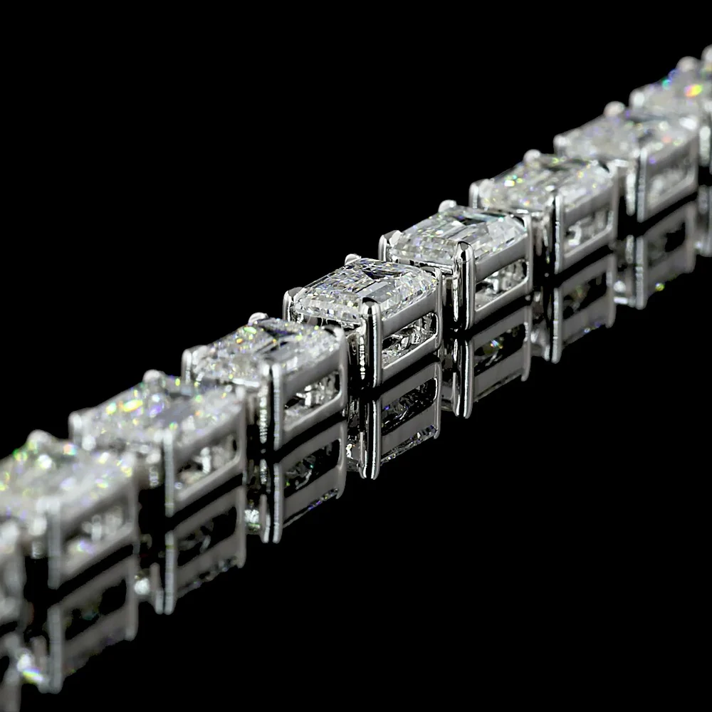 14K White Gold 25.03 Carat Lab Diamond Lariat Necklace with Emerald Cut E-F VS Stones - 54 Total Diamonds - Covaloro Fine Jewelry - Image 4