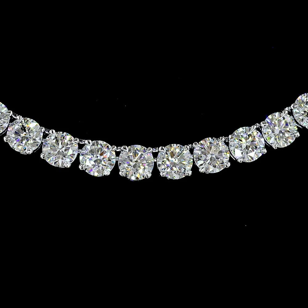14K White Gold 25.17 Carat Tennis Necklace with Prong Set Lab Grown Round Brilliant Diamonds (E-F VS2) - Covaloro Fine Jewelry - Image 2
