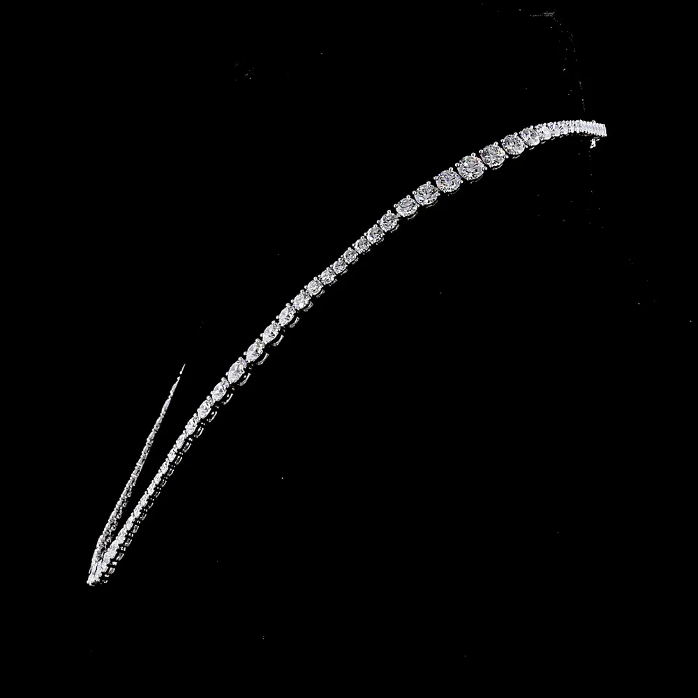 14K White Gold 26.35 Carat Graduated Riviera Necklace with 99 Prong-Set Round Lab Diamonds - E-F Color VS1 Clarity - Covaloro Fine Jewelry - Image 3