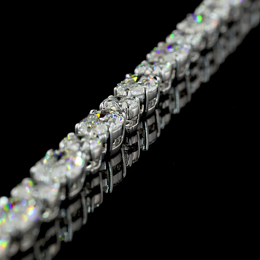14K White Gold 26.67 Carat Tennis Necklace with Alternating Marquise and Round Lab-Grown Diamonds - E-F VS Clarity, East-West Set - Covaloro Fine Jewelry - Image 4