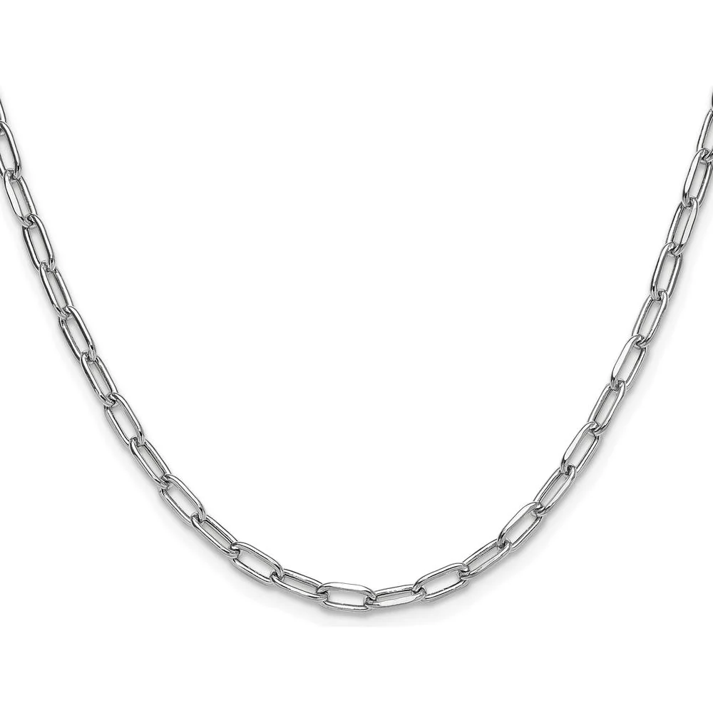 14K White Gold 26-inch Semi-Solid Paperclip Chain with Beveled Edges by Oro Pregiato - Image 2