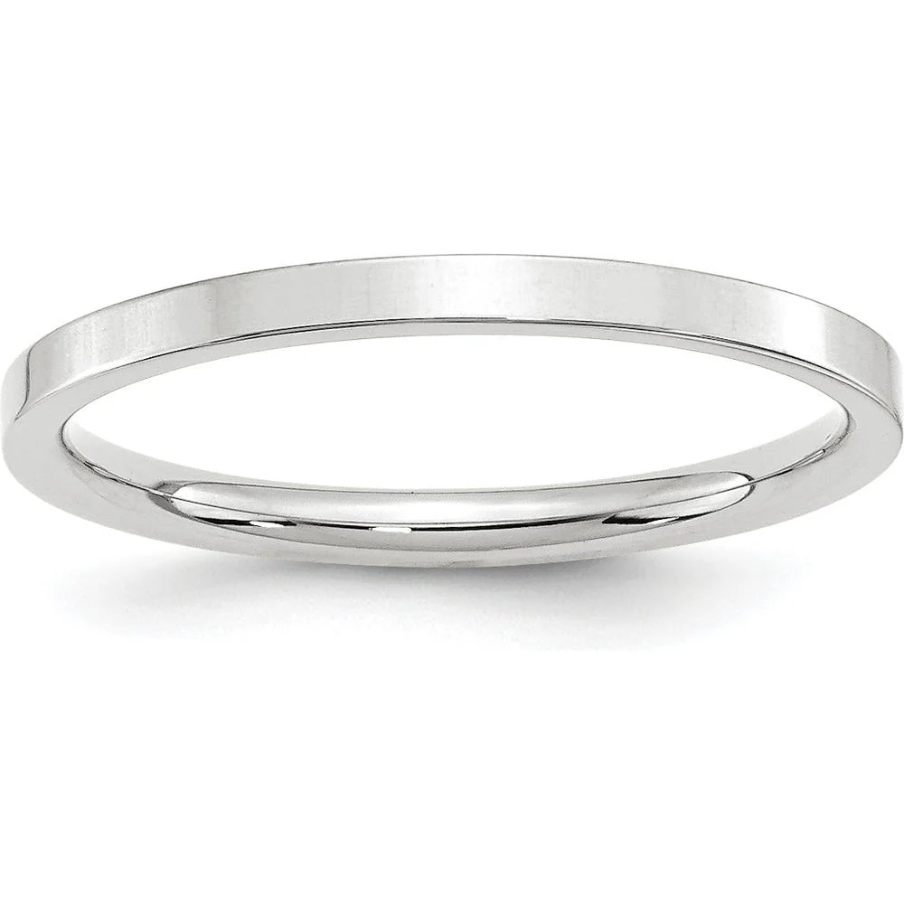 14K White Gold 2mm Flat Comfort Fit Wedding Band - Size 5.5 by Luciano & Cie