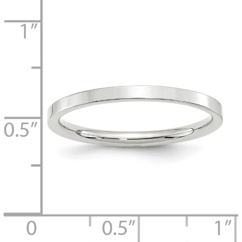 14K White Gold 2mm Flat Comfort Fit Wedding Band - Size 5.5 by Luciano & Cie - Image 4