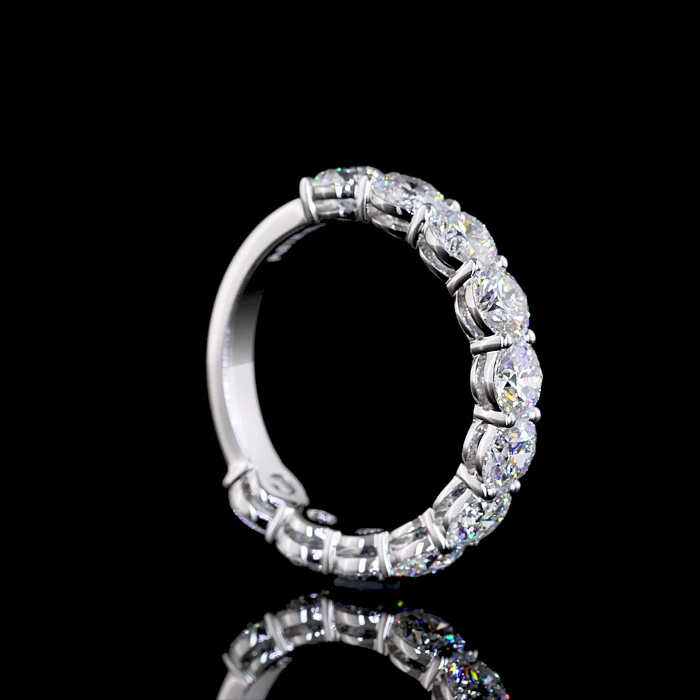 14K White Gold 3/4 Eternity Band with 11 Prong-Set Round Brilliant Cut Lab Diamonds - 2.97 Carat Total Weight - Covaloro Fine Jewelry - Image 3
