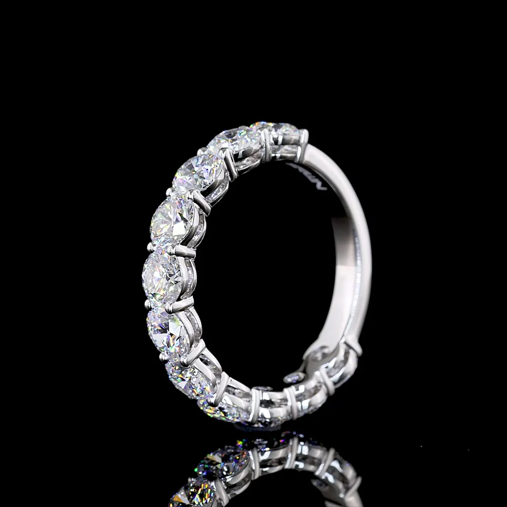 14K White Gold 3/4 Eternity Band with 11 Prong-Set Round Brilliant Cut Lab Diamonds - 2.97 Carat Total Weight - Covaloro Fine Jewelry - Image 4
