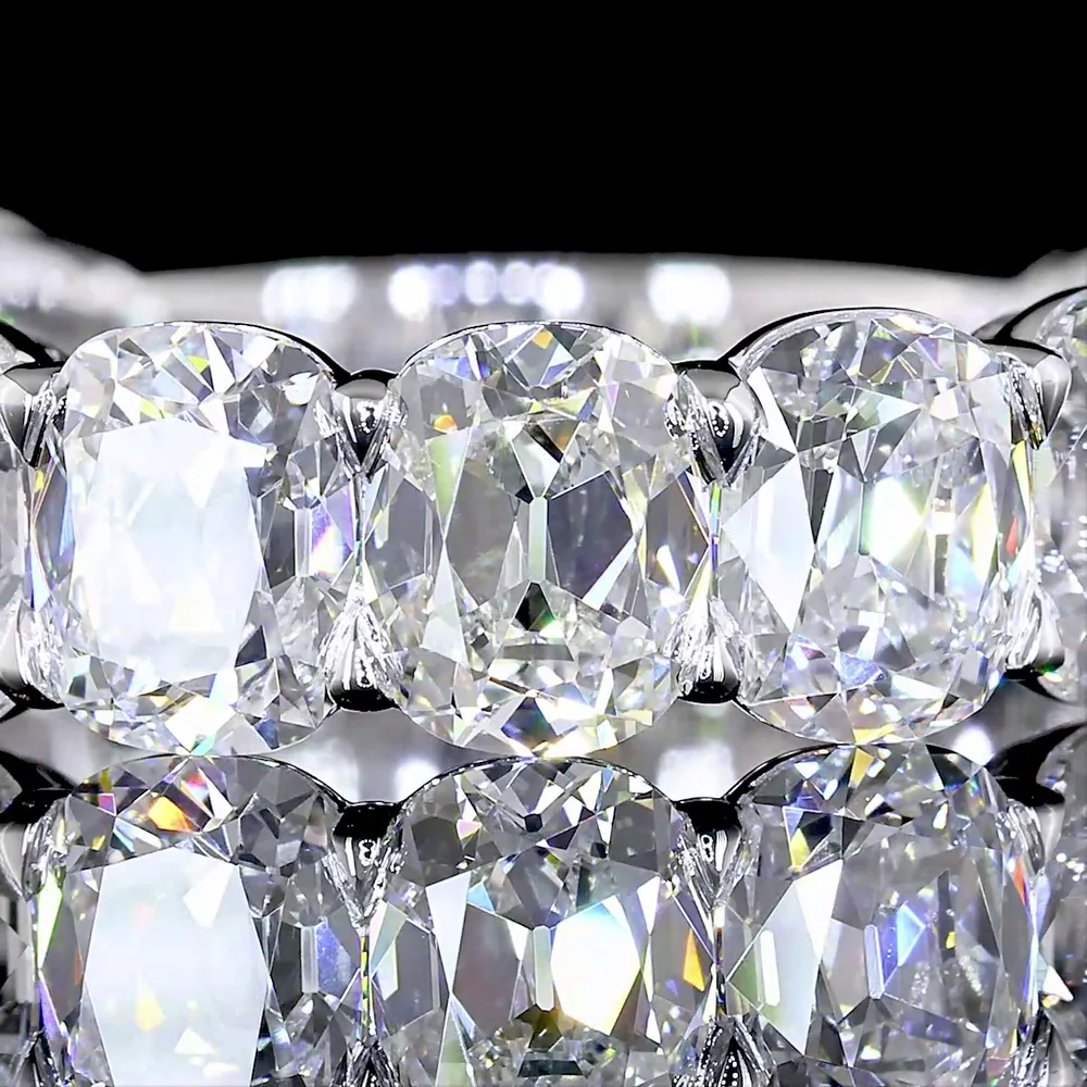 14K White Gold 3/4 Eternity Band with 12 Antique Cushion Cut Lab Diamonds - 4.91 Carat Total Weight, E-F Color, VS Clarity - Covaloro Fine Jewelry - Image 2