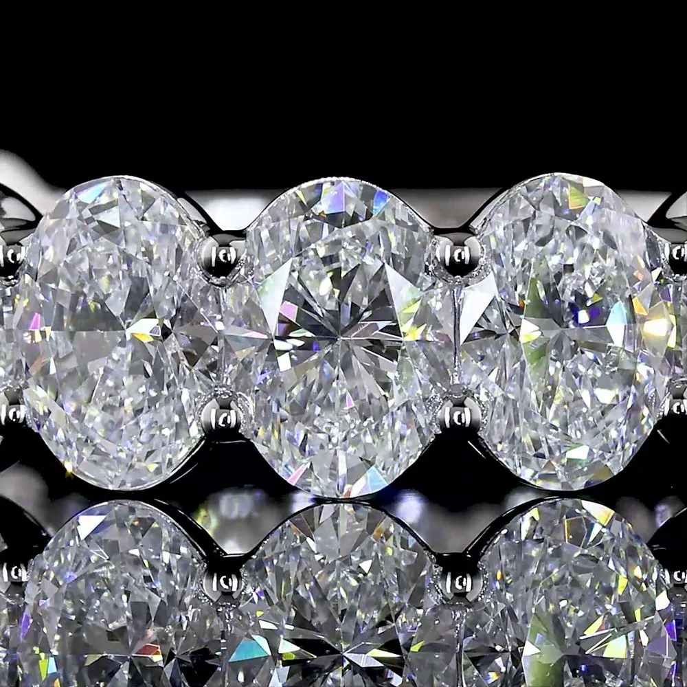 14K White Gold 3/4 Eternity Band with 13 North-South Set Oval Lab Diamonds - 4.10 Carat Total Weight, E-F Color, VS Clarity - Covaloro Fine Jewelry - Image 2