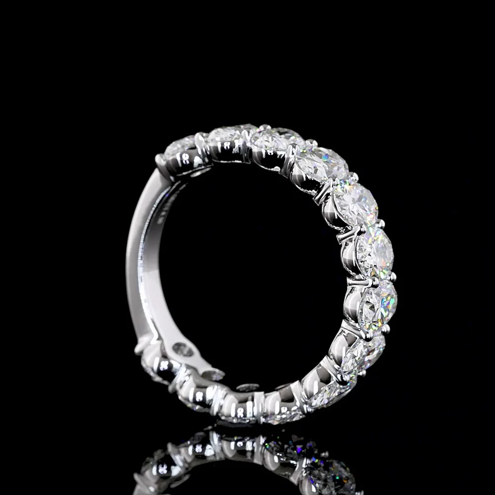 14K White Gold 3/4 Eternity Band with 13 North-South Set Oval Lab Diamonds - 4.10 Carat Total Weight, E-F Color, VS Clarity - Covaloro Fine Jewelry - Image 3