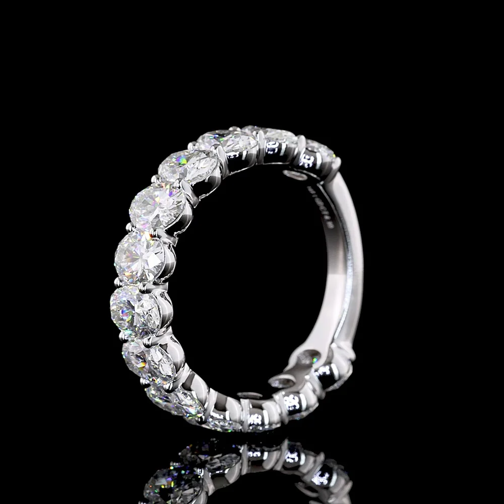 14K White Gold 3/4 Eternity Band with 13 North-South Set Oval Lab Diamonds - 4.10 Carat Total Weight, E-F Color, VS Clarity - Covaloro Fine Jewelry - Image 4