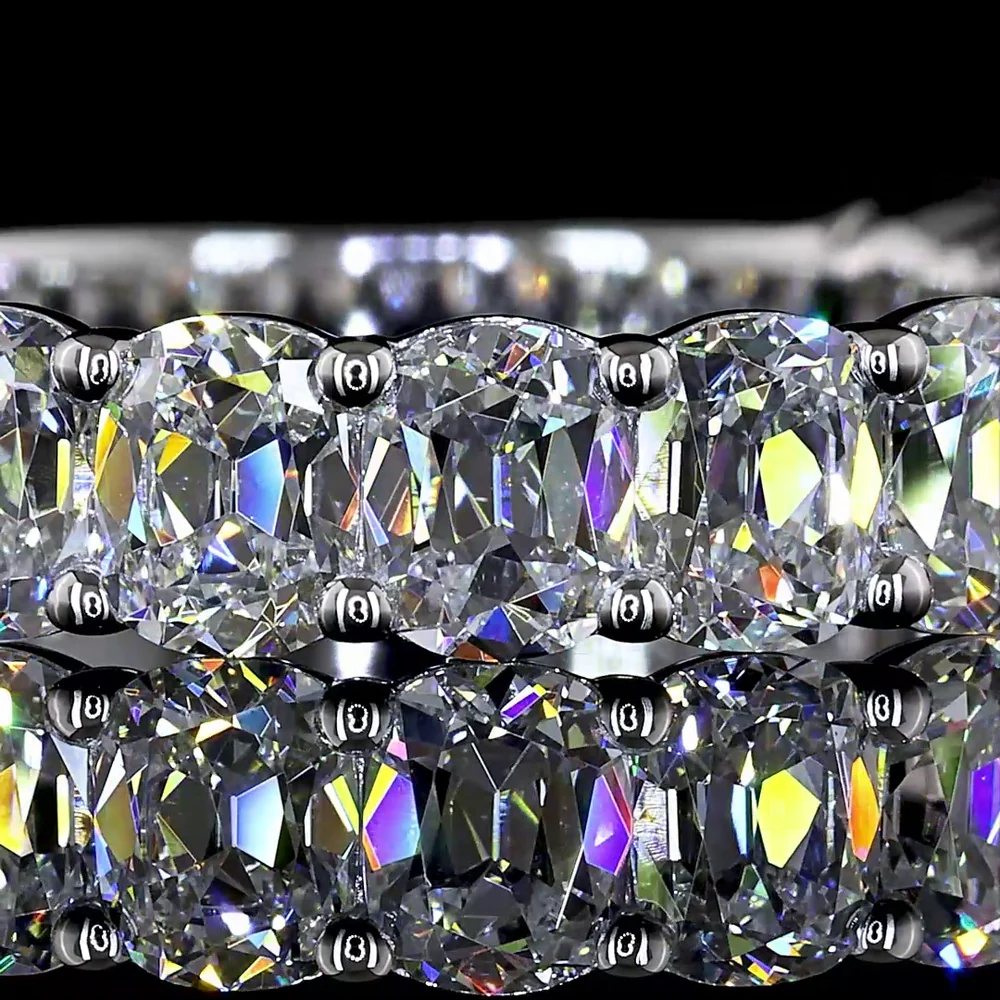 14K White Gold 3/4 Eternity Band with 15 Antique Cushion Cut Lab Diamonds - 3.11 Carat Total Diamond Weight - Covaloro Fine Jewelry - Image 2
