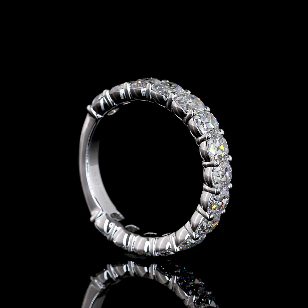 14K White Gold 3/4 Eternity Band with 15 Antique Cushion Cut Lab Diamonds - 3.11 Carat Total Diamond Weight - Covaloro Fine Jewelry - Image 3
