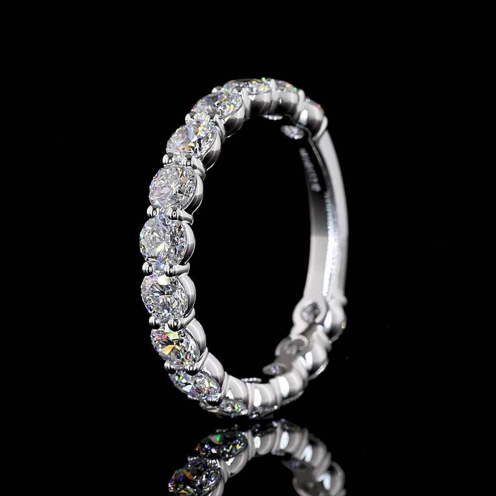 14K White Gold 3/4 Eternity Band with 15 Round Brilliant Cut Lab Diamonds - 2.09 Carat Total Weight - Covaloro Fine Jewelry - Image 4
