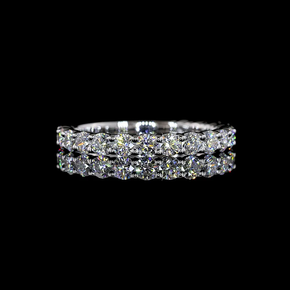 14K White Gold 3/4 Eternity Band with 17 Round Brilliant Cut Lab Diamonds - 1.02 Carat Total Weight - Covaloro Fine Jewelry