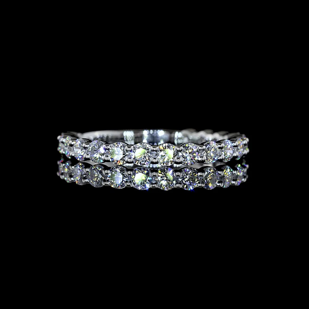 14K White Gold 3/4 Eternity Band with 19 Prong Set Round Lab Diamonds - 0.62 Carat Total Diamond Weight - Covaloro Fine Jewelry