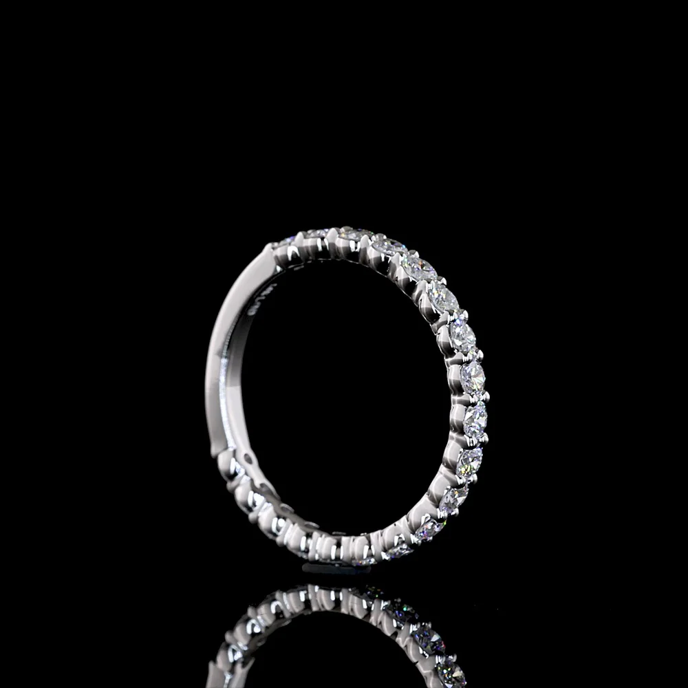 14K White Gold 3/4 Eternity Band with 19 Prong Set Round Lab Diamonds - 0.62 Carat Total Diamond Weight - Covaloro Fine Jewelry - Image 2
