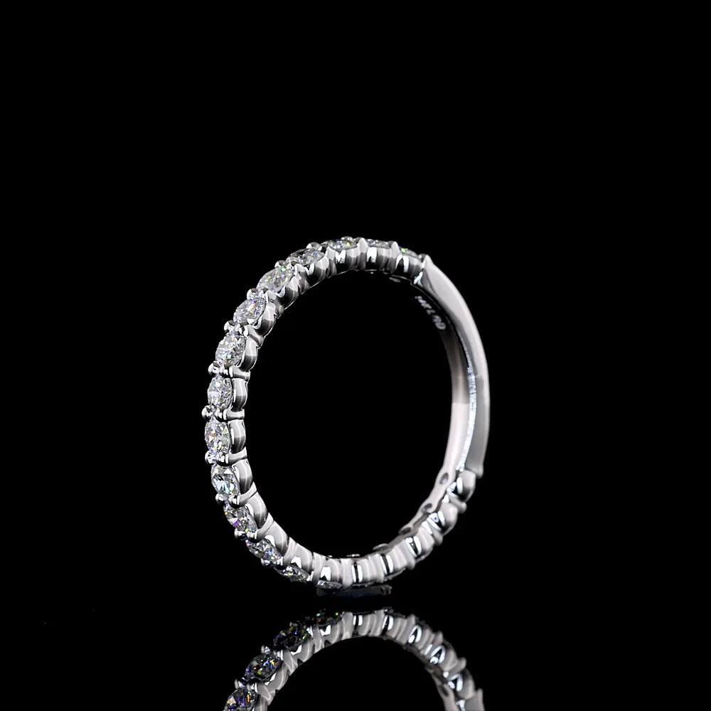 14K White Gold 3/4 Eternity Band with 19 Prong Set Round Lab Diamonds - 0.62 Carat Total Diamond Weight - Covaloro Fine Jewelry - Image 3